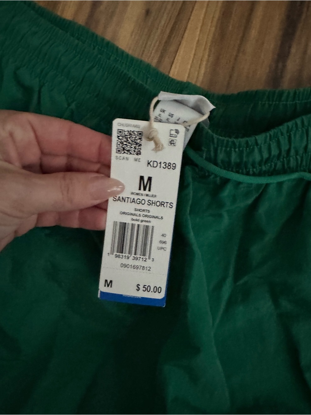 adidas Bold Green Santiago Athletic Shorts with Black Trim - Picture 3 of 4